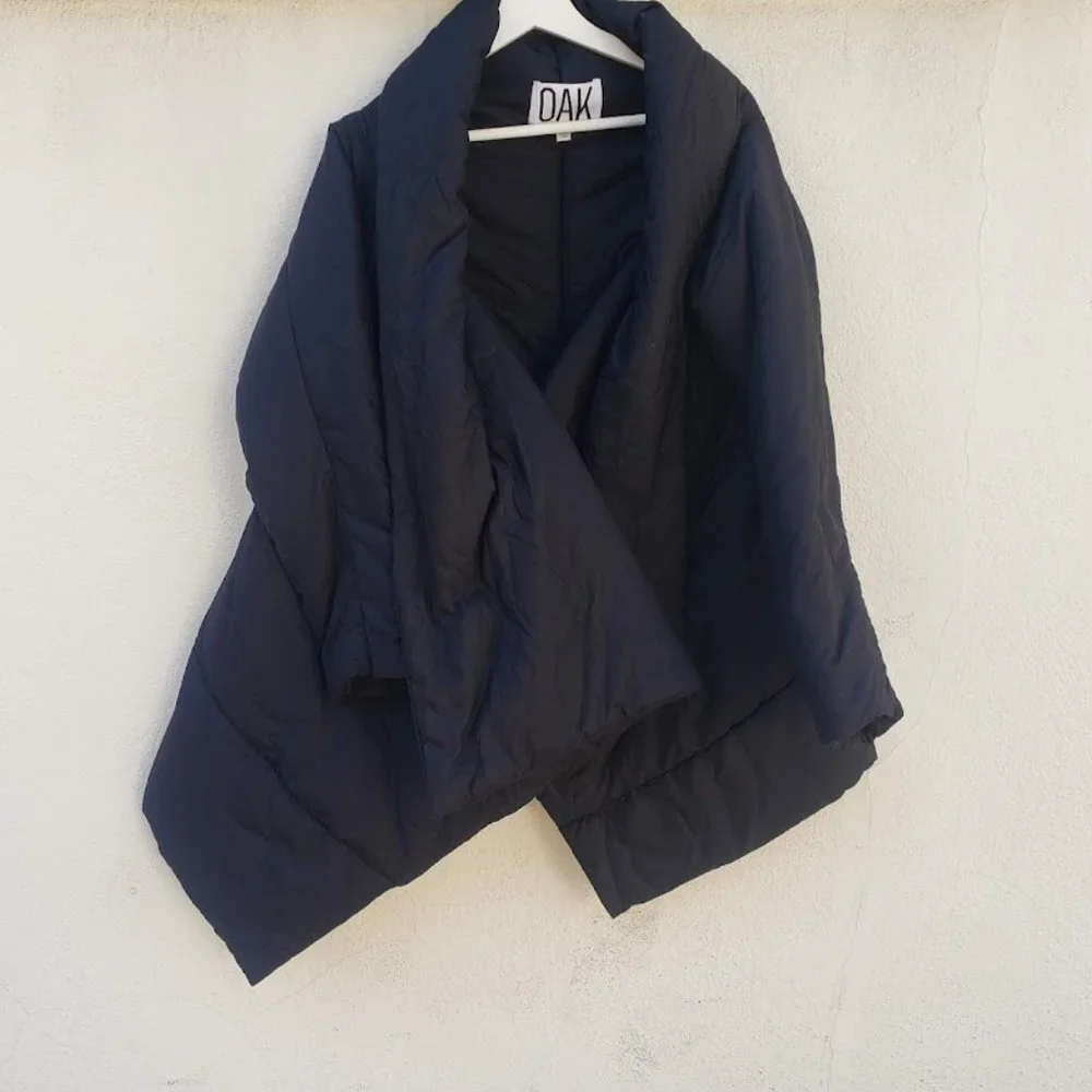 OAK NYC Asymmetrical Nylon Wrap Puff Jacket - Picture 2 of 4